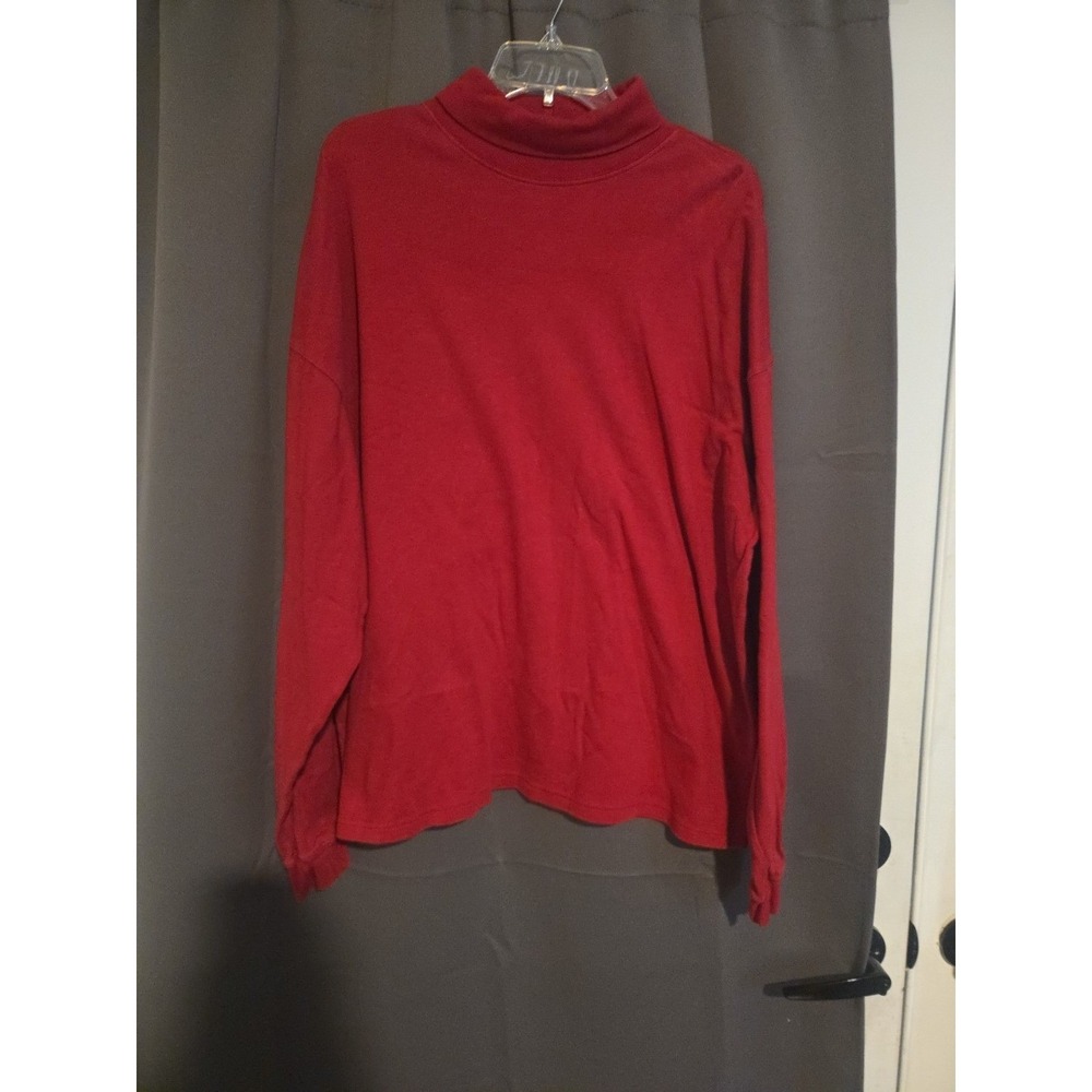 Gulf Traders Red‎ Turtleneck, Men's XXL Cotton Shirt, Long Sleeve, Festive